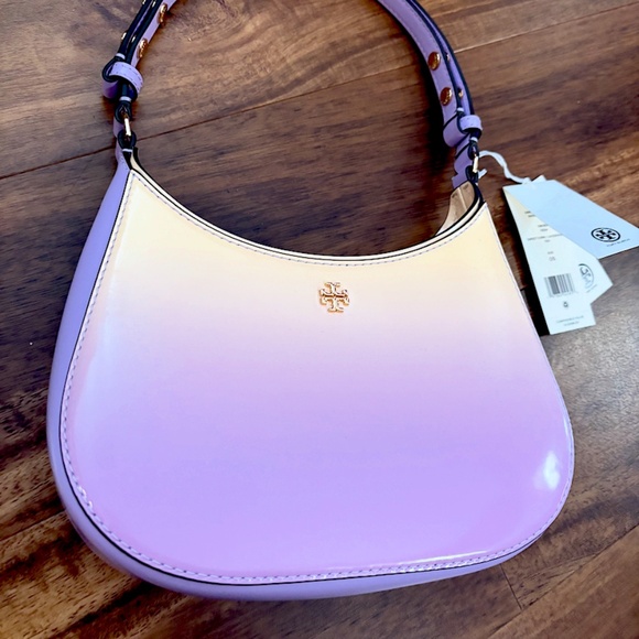 Tory Burch Emerson Dip Dye Shoulder Bag in Purple/Yellow Ombre - NWT - Picture 2 of 10